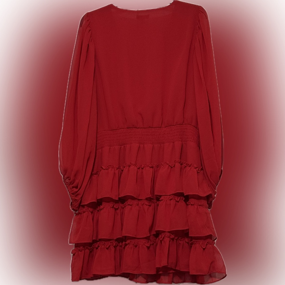 Red Chiffon Tiered Dress - Picture 3 of 3